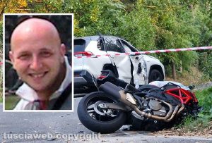 Canepina - Auto contro moto sulla Canepinese, muore centauro - Nel riquadro Arnaldo Brunetti