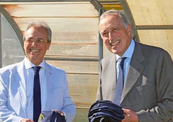 Angelo Moracci, delegato provinciale Figc Lnd Viterbo e Giancarlo Abete presidente Lnd