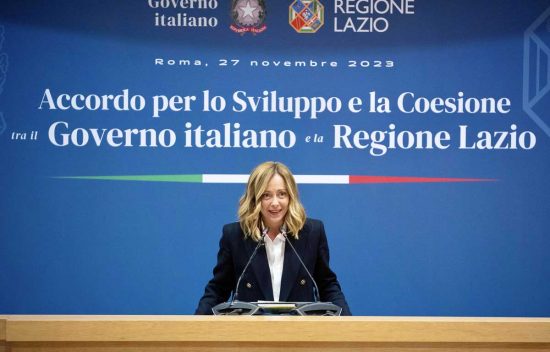 Accordo di coesione fra regione e governo - Giorgia Meloni