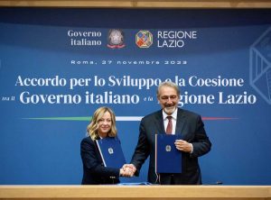 Accordo di coesione fra regione e governo - Meloni e Rocca