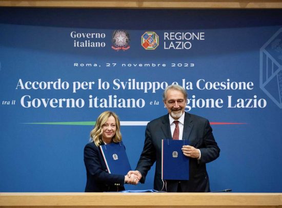 Accordo di coesione fra regione e governo - Meloni e Rocca