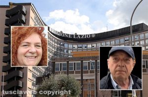 Regione Lazio - Nei riquadri l'ex dirigente Flaminia Tosini e l'imprenditore Valter Lozza