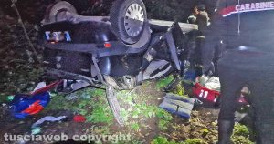 Auto finisce fuori strada e cappotta: muore 19enne, grave l’amico