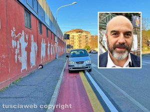 Viterbo - La pista ciclabile del Carmine - Nel riquadro l'assessore Stefano Floris