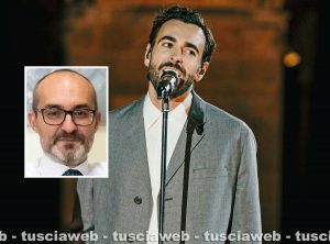 Marco Mengoni - Nel riquadro il sindaco diCagliari Paolo Truzzu