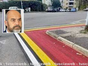 Viterbo - La pista ciclabile più bizzarra del mondo con "curve" a 90 gradi - Nel riquadro l'assessore Stefano Floris
