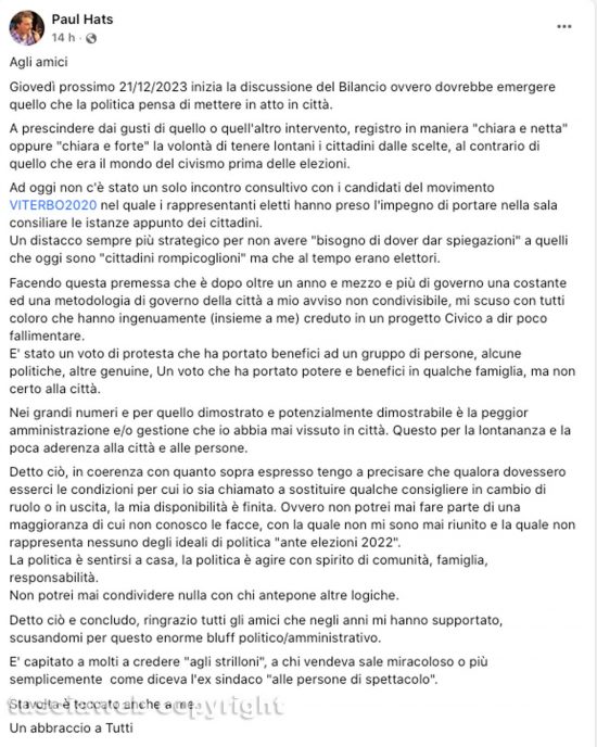 Il post di Paolo Cappelli