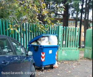 Viterbo - I cassonetti in via Monte Cengio