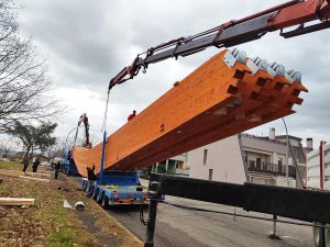 Civita Castellana - Le nuove travi di legno del Palasmargiassi