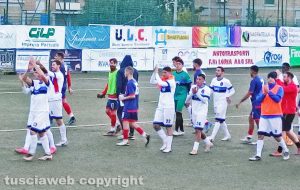 L'esultanza dei giocatori del Civitavecchia Calcio