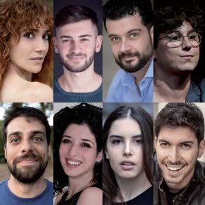 Il cast dello spettacolo "Ago, Bianca e...uno e basta"
