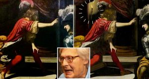 Mistero del dipinto rubato - Le due versioni, con e senza il particolare della candela - Nel riquadro Vittorio Sgarbi