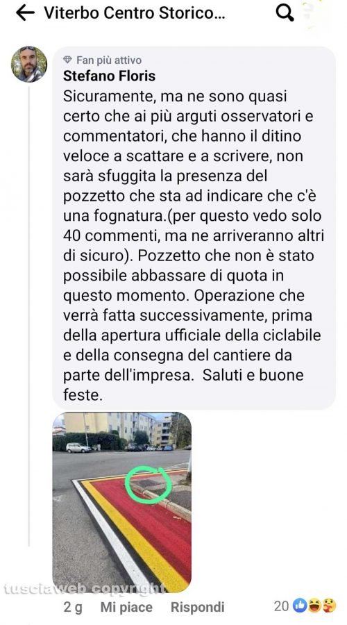 Viterbo - La pista ciclabile più bizzarra del mondo con "curve" a 90 gradi - La incredibile replica dell'assessore Stefano Floris 