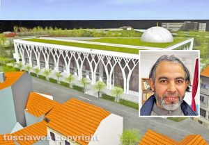 La moschea che verrà costruita a Viterbo - Nel riquadro Mohammed Kdib