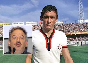 Gigi Riva e nel riquadro il giornalista Luca Telese