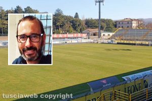 Viterbo - Lo stadio Rocchi - Nel riquadro Stefano Peruzzo