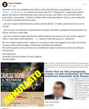 Il post di Antonello Giovanni Budano su Facebook