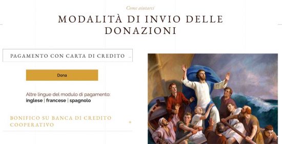 Sito dell'associazione Exsurge domine - La sezione per le donazioni