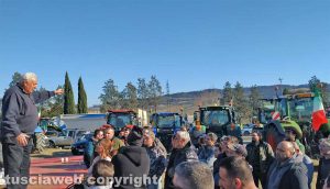 Orte - Agricoltori in protesta al casello autostradale - L'organizzatore del presidio Tonino Monfeli
