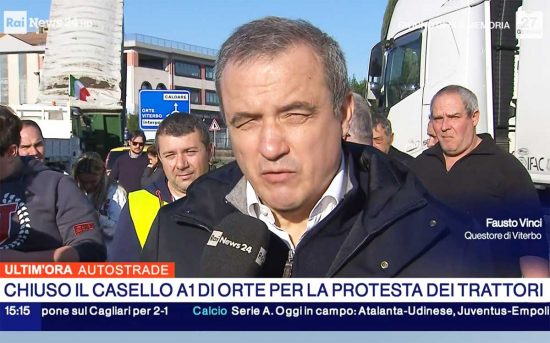 Orte - La protesta degli agricoltori - Il questore di Viterbo Fausto Vinci