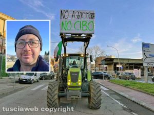 Viterbo - La protesta degli agricoltori - Nel riquadro Daniele Romagnoli