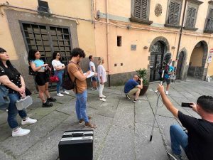 Gli allievi durante le riprese in esterna