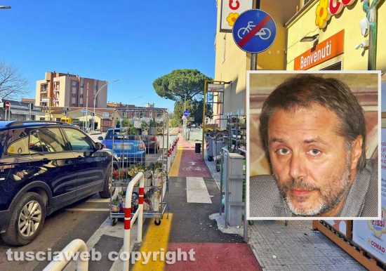 La pista ciclabile e nel riquadro l'assessore Emanuele Aronne