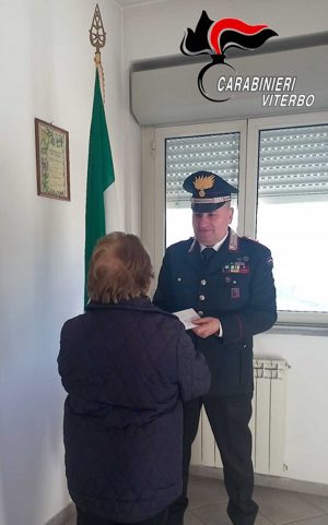 Canepina Carabinieri - Anziana vittima di truffa - Restituiti i soldi