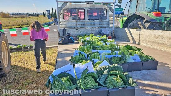 Tarquinia - Gli agricoltori in protesta regalano verdura fresca agli automobilisti
