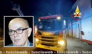 Viterbo - Union Printing in fiamme - Nel riquadro Roberto Pepponi