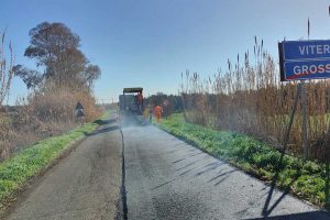Montalto di Castro - I lavori sulla strada provinciale Pescia Romana