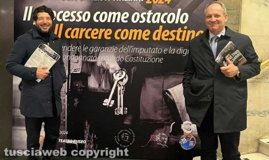 Roma - All'Eliseo per la camera penale di Viterbo gli avvocati Marco Russo e Andrea Racioppa