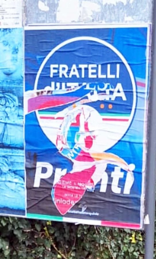 Tarquinia - Manifesti strappati di Fratelli d'Italia 
