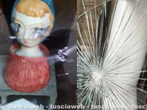 Viterbo - Negozi vandalizzati in centro - Le vetrine di Ceramica Lab 33 e Lollipop