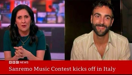 Marco Mengoni intervistato dalla giornalista della BBC news