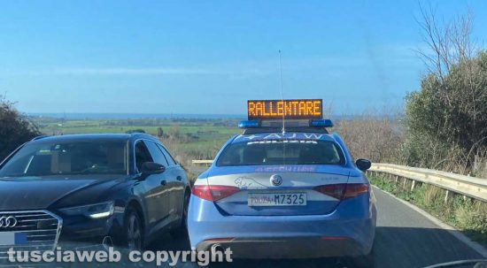 Monte Romano - Incidente sull'Aurelia bis - L'intervento della polizia