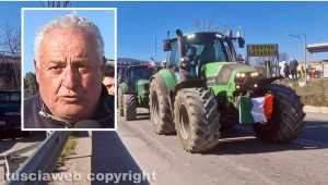 Orte - La protesta dei trattori - Nel riquadro Antonio Monfeli