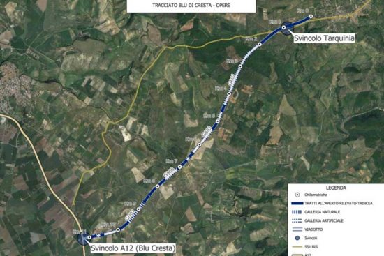 Trasversale - L'ipotesi di tracciato blu di cresta