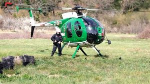 Bagnoregio - L'elicottero del Nucleo forestale dei carabinieri