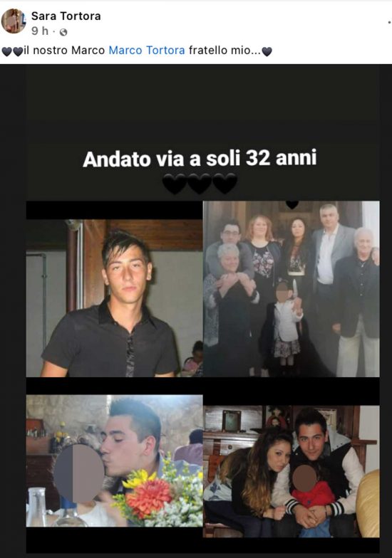 Il post della sorella Sara per la morte di Marco Tortora
