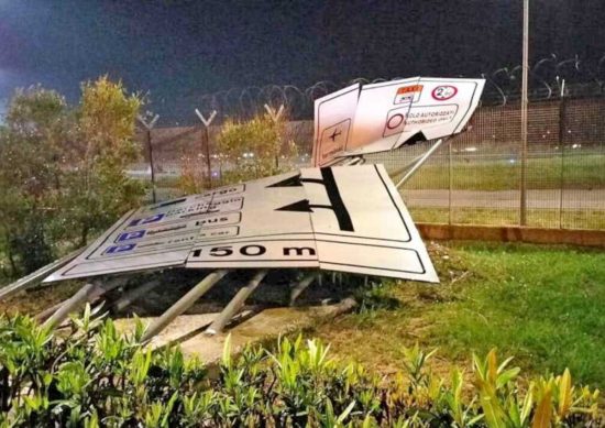 Trapani - Tromba d'aria sull'aeroporto