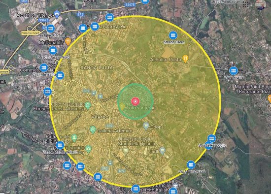 Viterbo - Bomba a via De Gasperi - La mappa della città