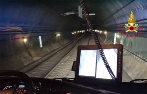 Esercitazione vigili del fuoco presso galleria Castiglione lungo direttissima Firenze-Roma