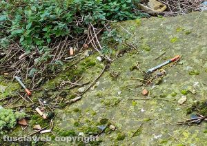 Viterbo - Pianoscarano - Sporcizia varia e siringhe in via delle Caprarecce