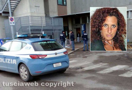 Ospedale di Belcolle - L'intervento della polizia (nel riquadro Laura Chiovelli) 