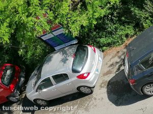 Viterbo - Via Luigi Rossi Danielli - Erba alta e auto costrette a parcheggiare male