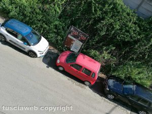 Viterbo - Via Luigi Rossi Danielli - Erba alta e auto costrette a parcheggiare male