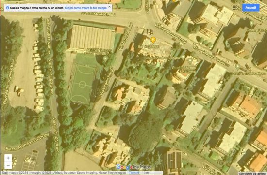 Via Papini nella mappa Google diffusa dal comune