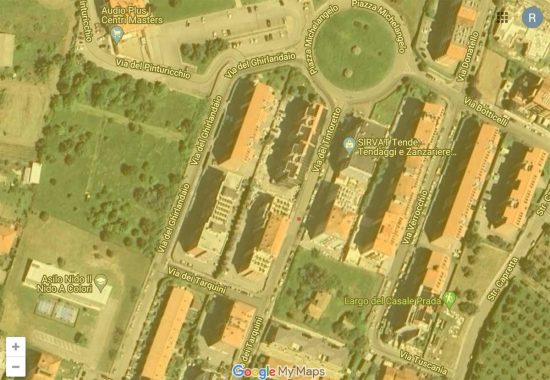 Via del Tintoretto nella mappa Google diffusa dal comune, ma non nell’elenco dettagliato delle strade