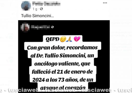 Su Facebook i commenti di chi piange la morte di Tullio Simoncini